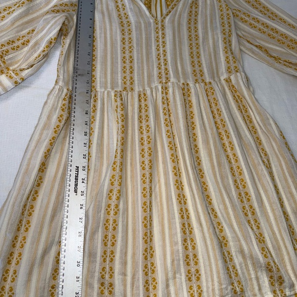 Velvet Striped Yellow and Cream Mini Dress - Picture 7 of 7